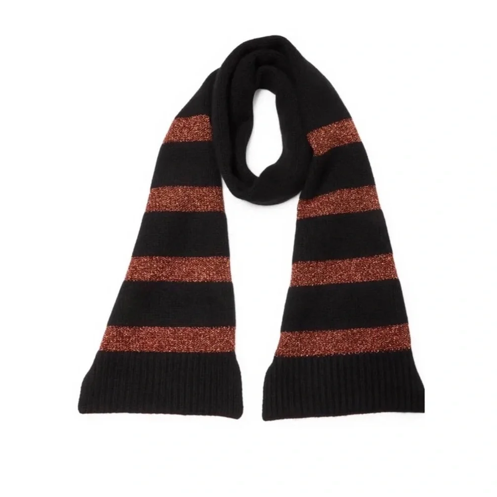 LA LIGNE MARIN WOOL AND CASHMERE SCARF BLACK/RUST NWOT
